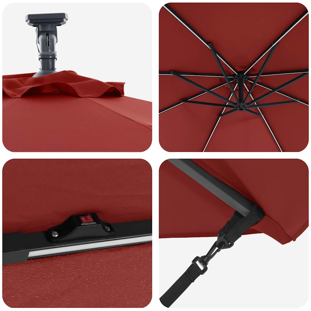 vidaXL Parasol plażowy Ze LED Lights terakota 294 x 294 x 248 cm