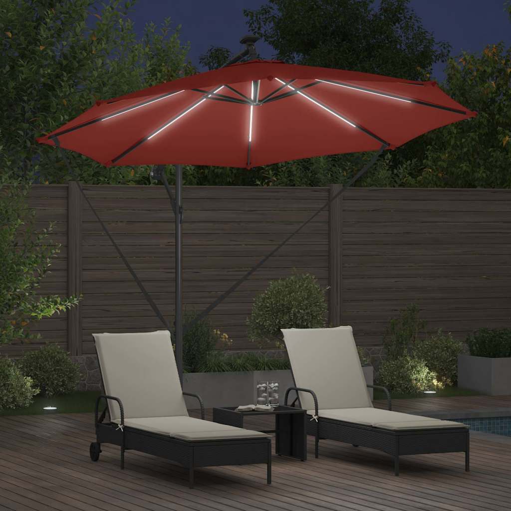 vidaXL Parasol plażowy Ze LED Lights terakota 294 x 294 x 248 cm