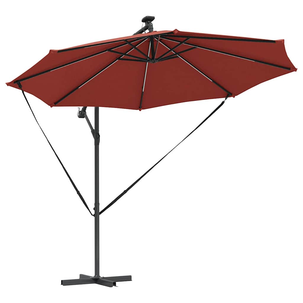 vidaXL Parasol plażowy Ze LED Lights terakota 294 x 294 x 248 cm