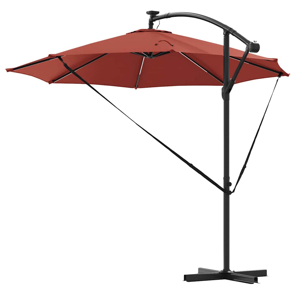 vidaXL Parasol plażowy Ze LED Lights terakota 294 x 294 x 248 cm