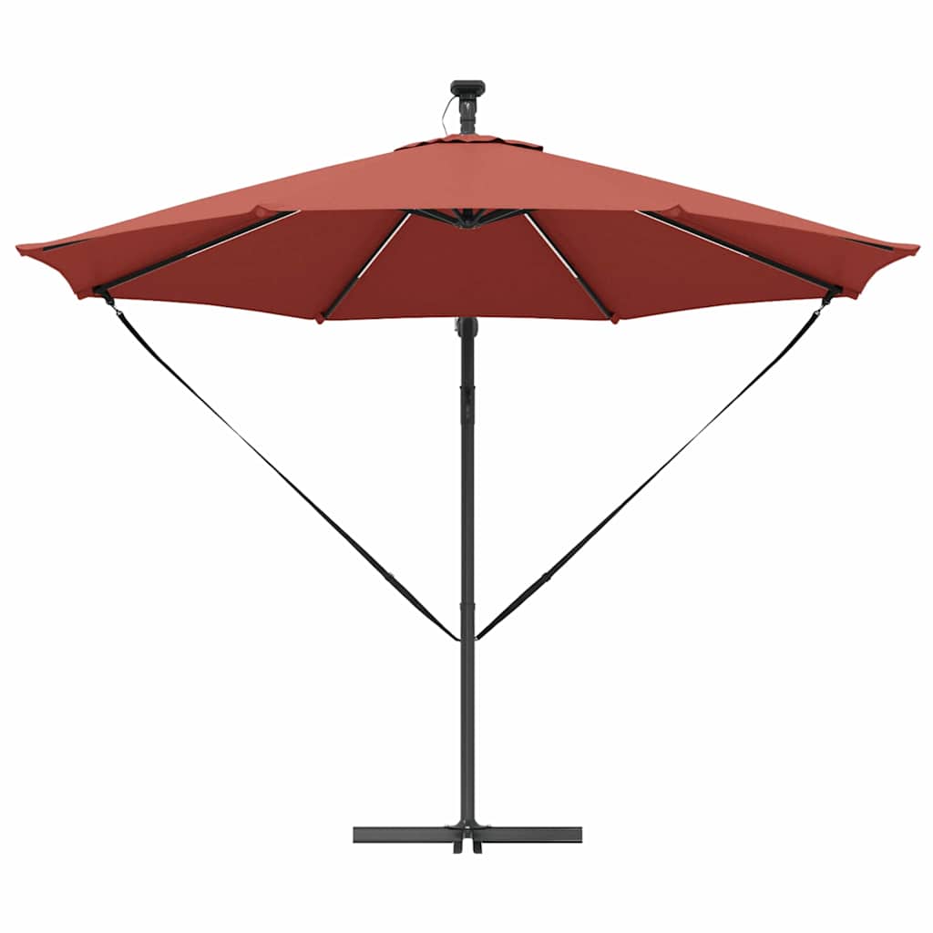 vidaXL Parasol plażowy Ze LED Lights terakota 294 x 294 x 248 cm