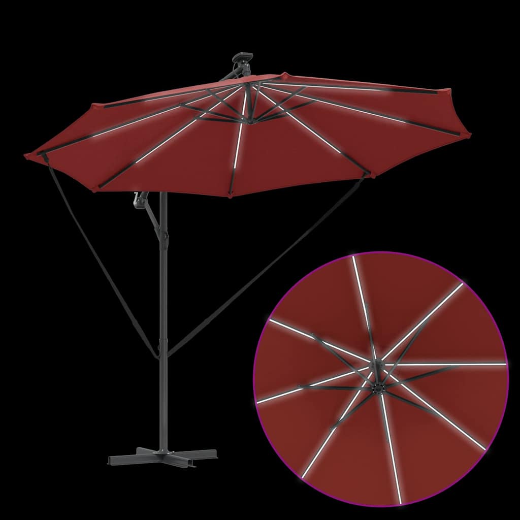 vidaXL Parasol plażowy Ze LED Lights terakota 294 x 294 x 248 cm