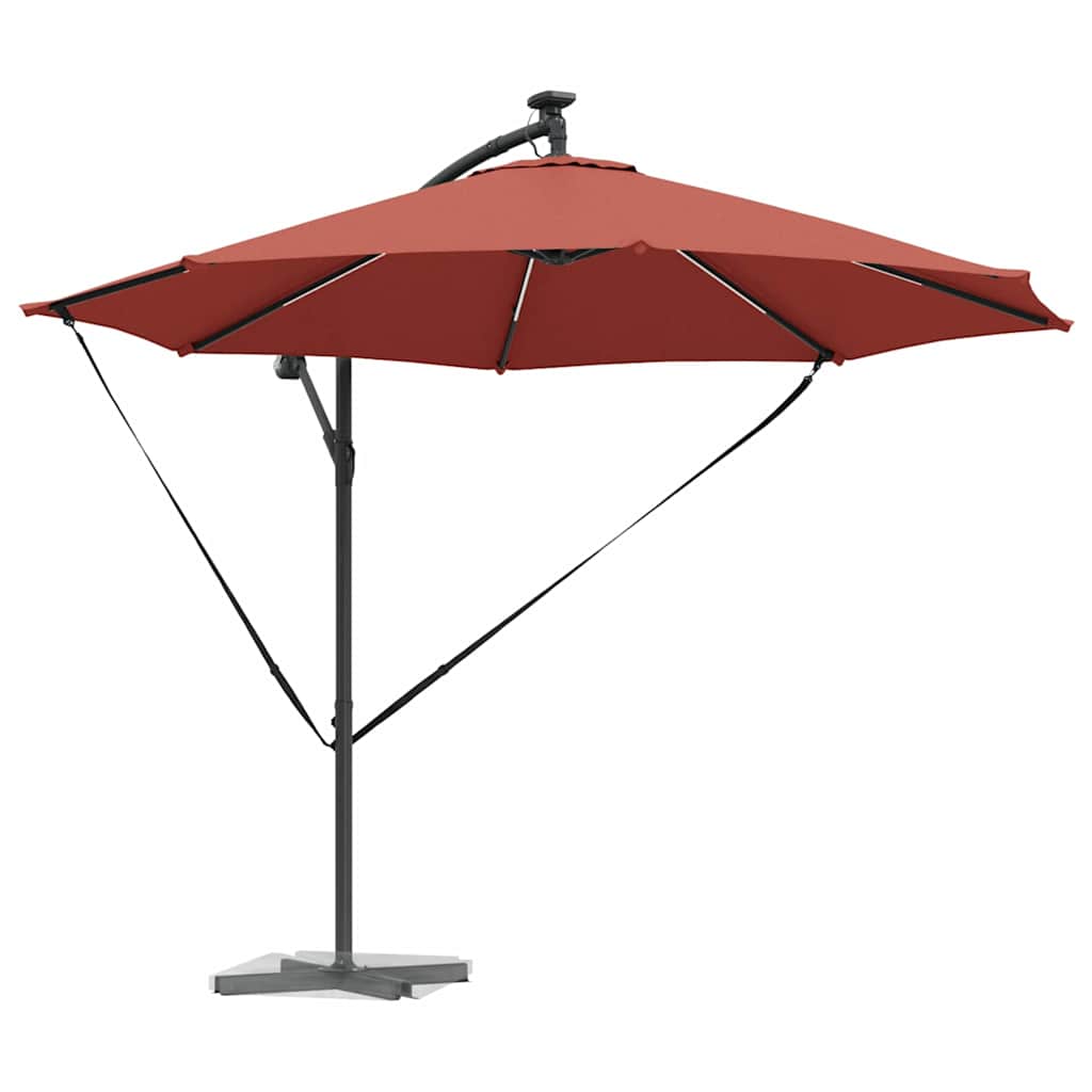 vidaXL Parasol plażowy Ze LED Lights terakota 294 x 294 x 248 cm