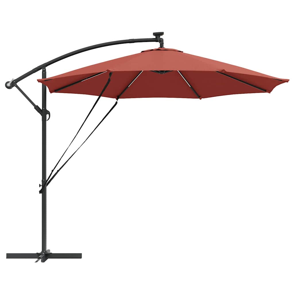 vidaXL Parasol plażowy Ze LED Lights terakota 294 x 294 x 248 cm