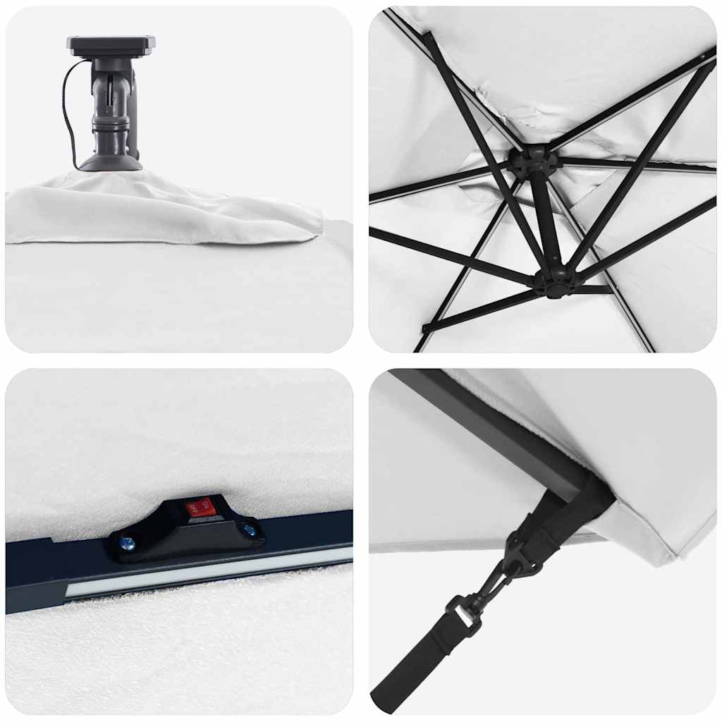 vidaXL Parasol plażowy Ze LED Lights piaskowy 294 x 200 x 270 cm