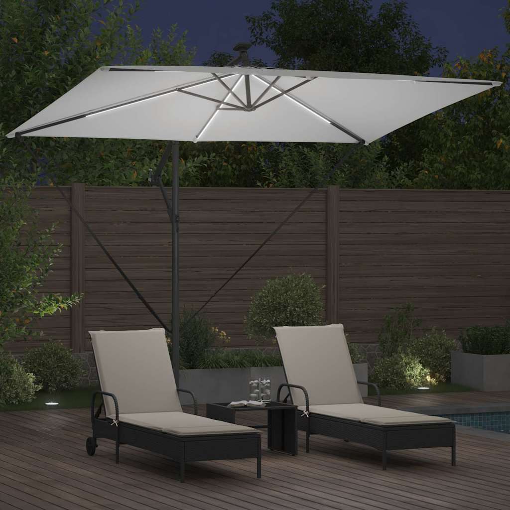 vidaXL Parasol plażowy Ze LED Lights piaskowy 294 x 200 x 270 cm
