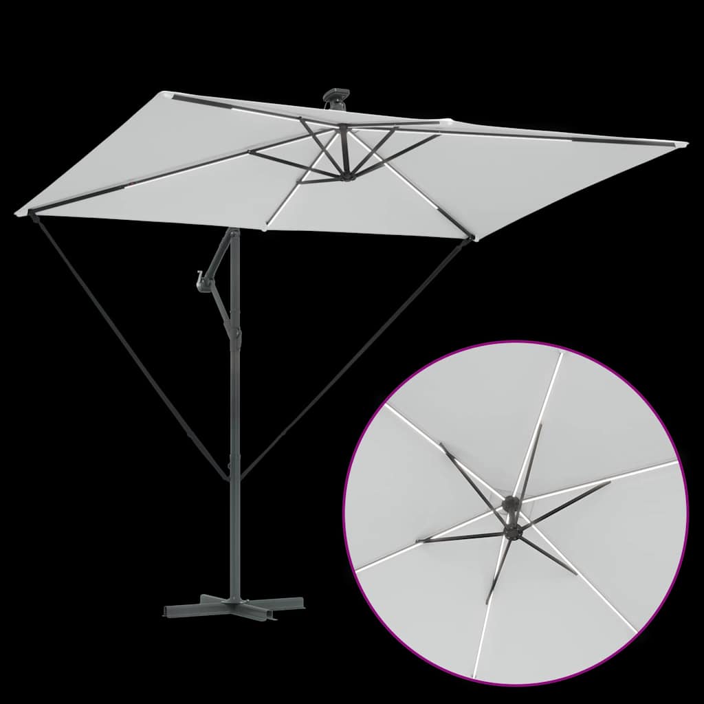 vidaXL Parasol plażowy Ze LED Lights piaskowy 294 x 200 x 270 cm