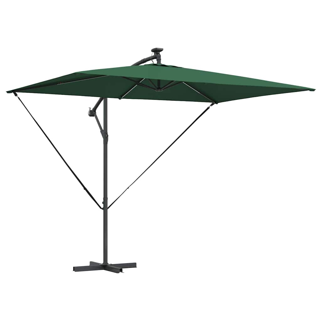 vidaXL Parasol plażowy Ze LED Lights Zielony 294 x 200 x 270 cm