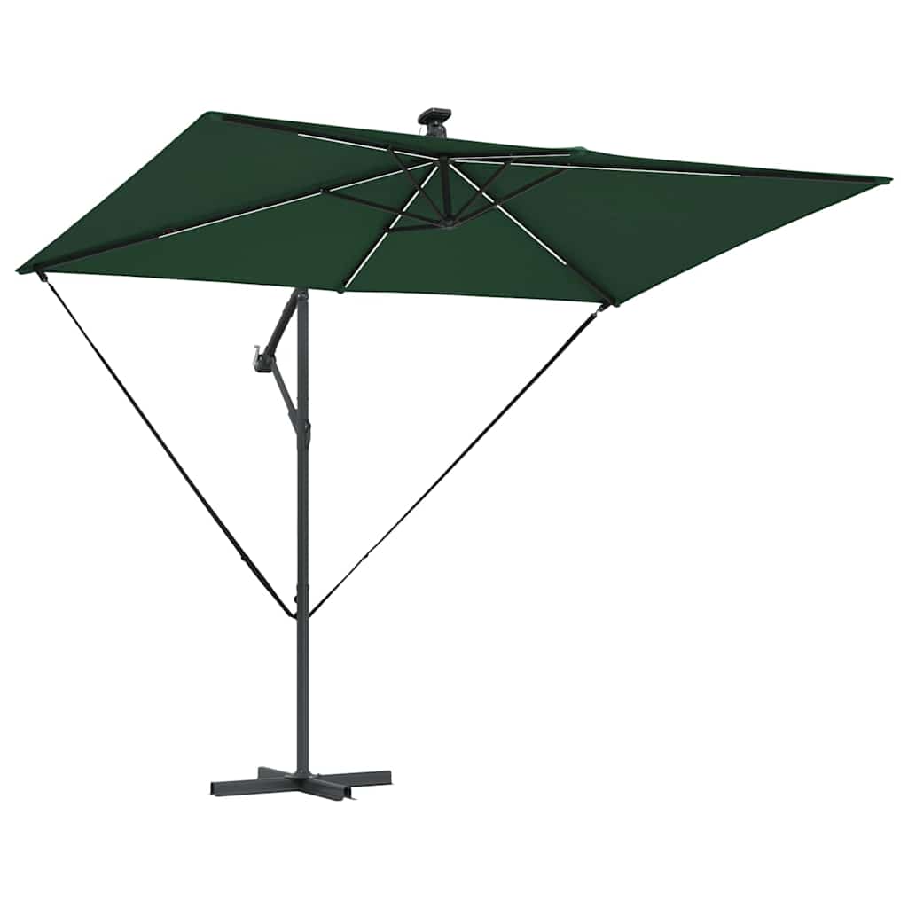 vidaXL Parasol plażowy Ze LED Lights Zielony 294 x 200 x 270 cm