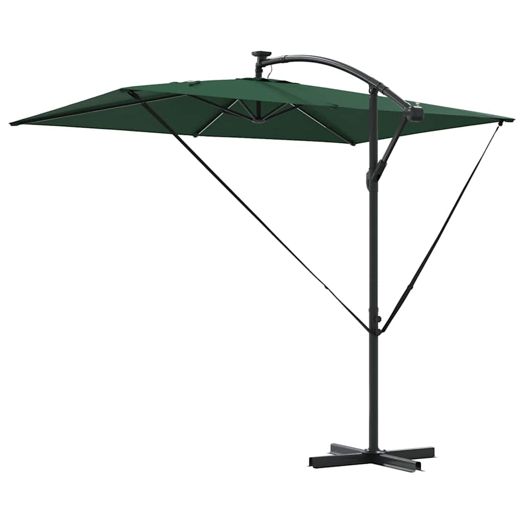 vidaXL Parasol plażowy Ze LED Lights Zielony 294 x 200 x 270 cm