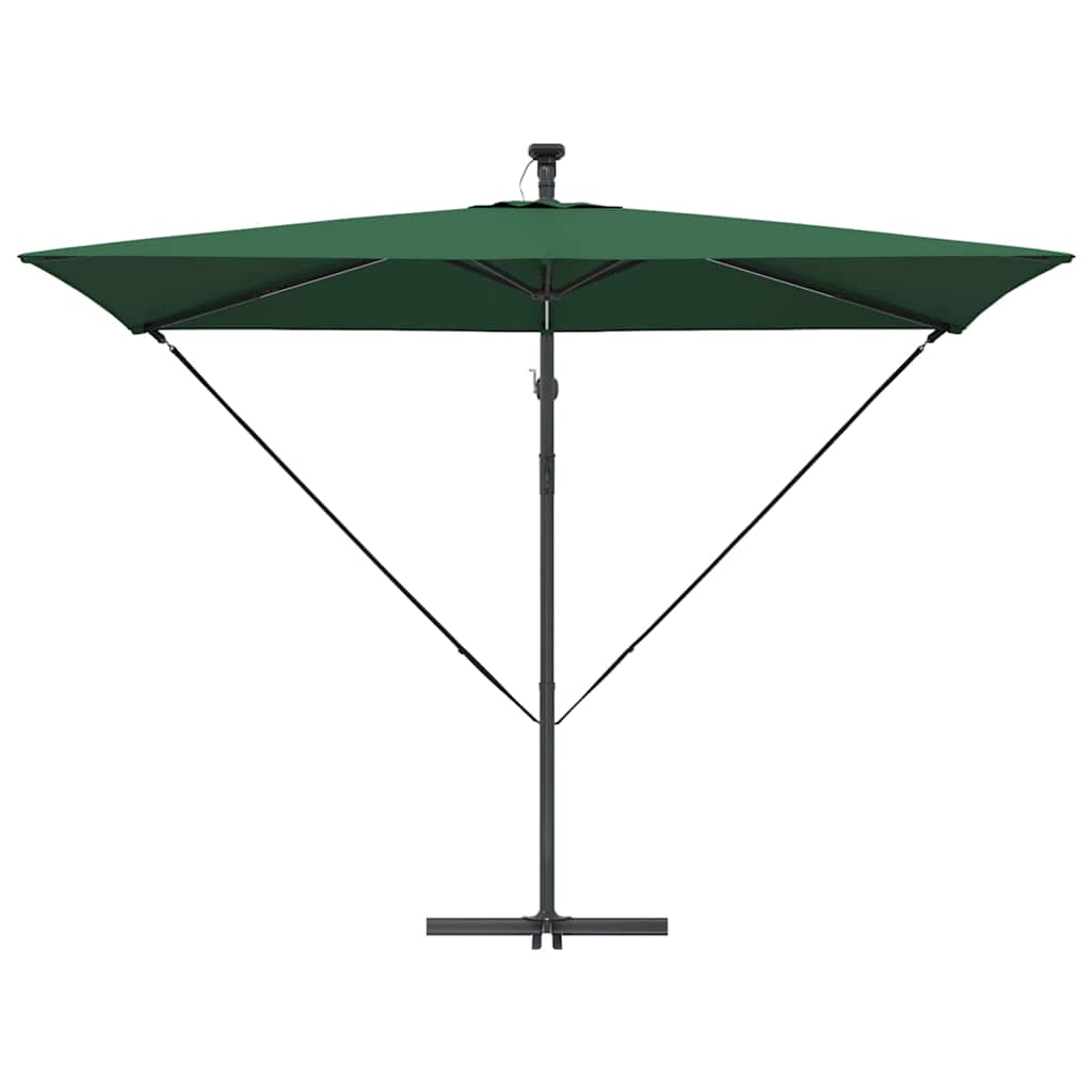 vidaXL Parasol plażowy Ze LED Lights Zielony 294 x 200 x 270 cm