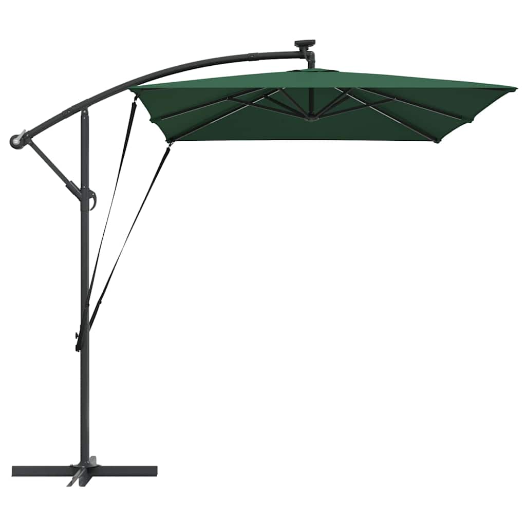 vidaXL Parasol plażowy Ze LED Lights Zielony 294 x 200 x 270 cm