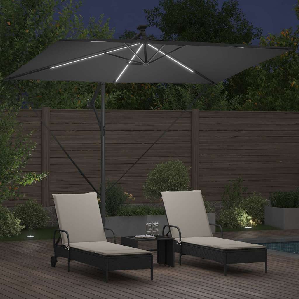 vidaXL Parasol plażowy Ze LED Lights Antracyt 294 x 200 x 270 cm