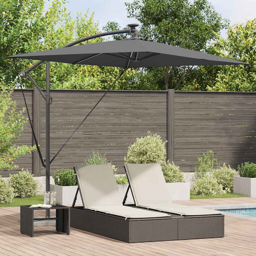 vidaXL Parasol plażowy Ze LED Lights Antracyt 294 x 200 x 270 cm