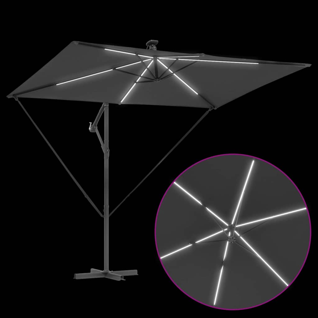 vidaXL Parasol plażowy Ze LED Lights Antracyt 294 x 200 x 270 cm