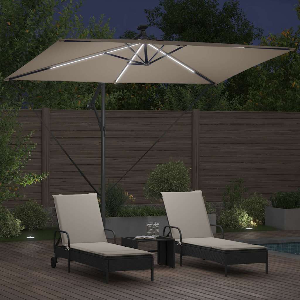 vidaXL Parasol plażowy Ze LED Lights Ciemnoszary 294 x 200 x 270 cm
