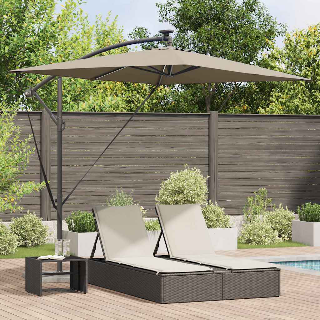 vidaXL Parasol plażowy Ze LED Lights Ciemnoszary 294 x 200 x 270 cm