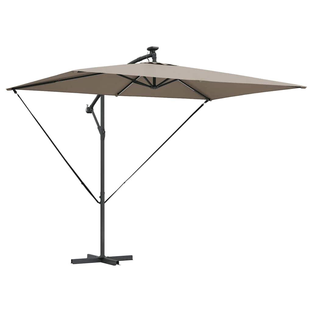 vidaXL Parasol plażowy Ze LED Lights Ciemnoszary 294 x 200 x 270 cm