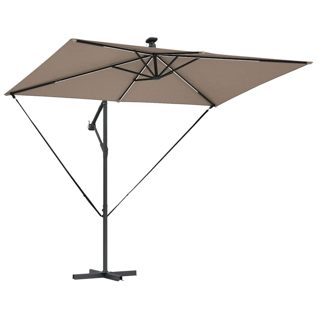 vidaXL Parasol plażowy Ze LED Lights Ciemnoszary 294 x 200 x 270 cm