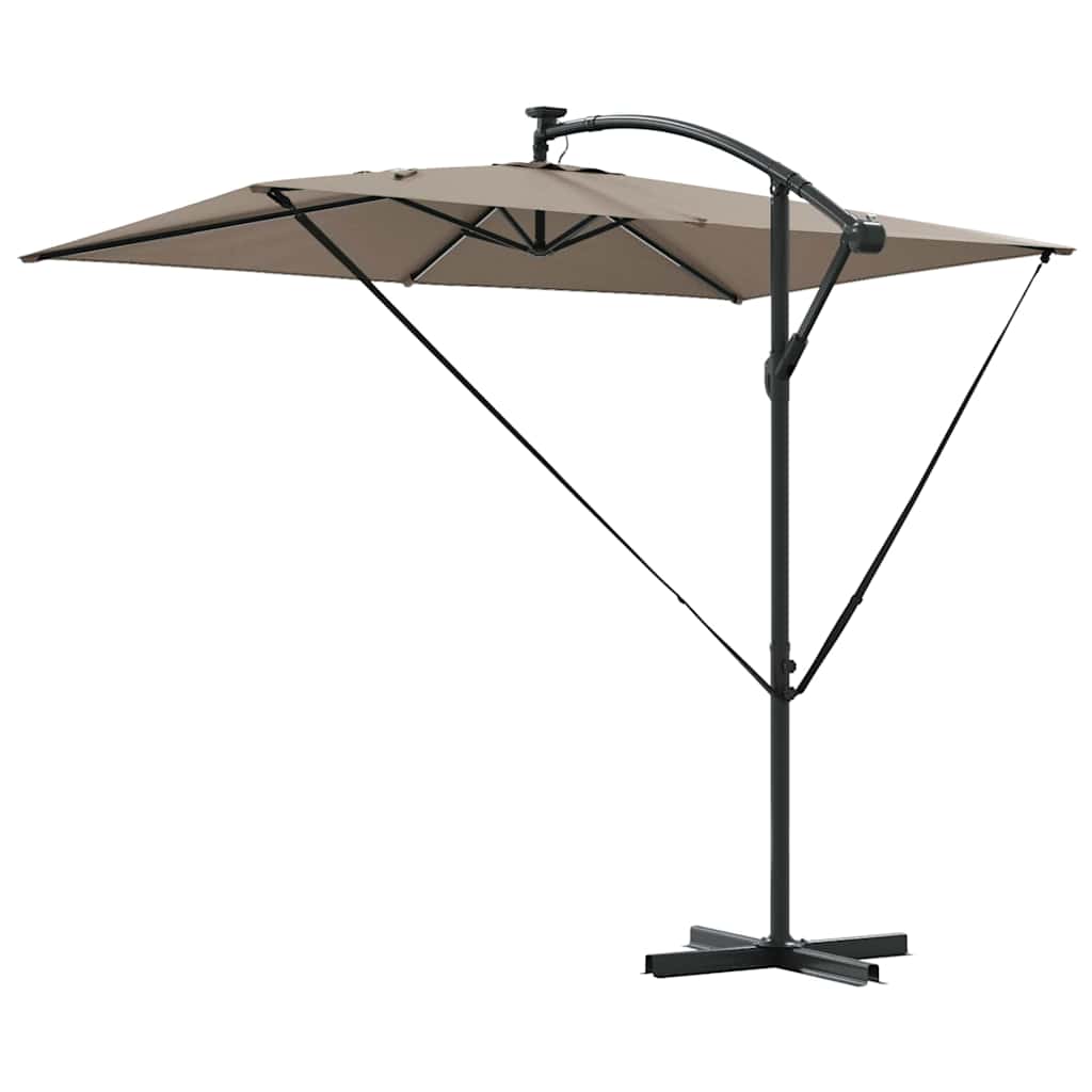 vidaXL Parasol plażowy Ze LED Lights Ciemnoszary 294 x 200 x 270 cm