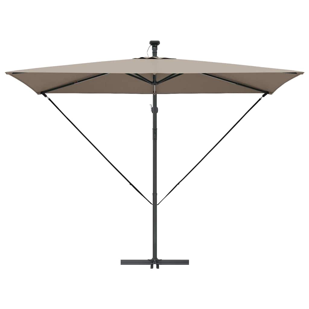 vidaXL Parasol plażowy Ze LED Lights Ciemnoszary 294 x 200 x 270 cm
