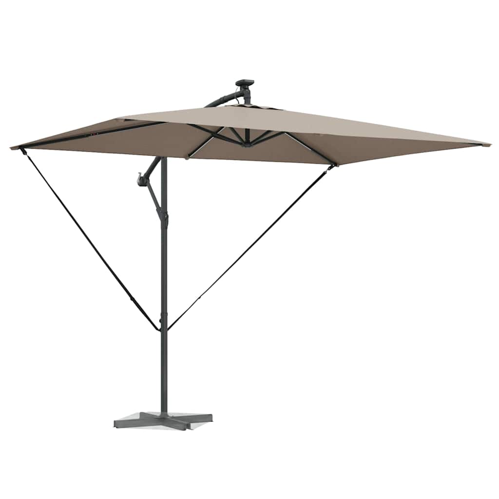 vidaXL Parasol plażowy Ze LED Lights Ciemnoszary 294 x 200 x 270 cm
