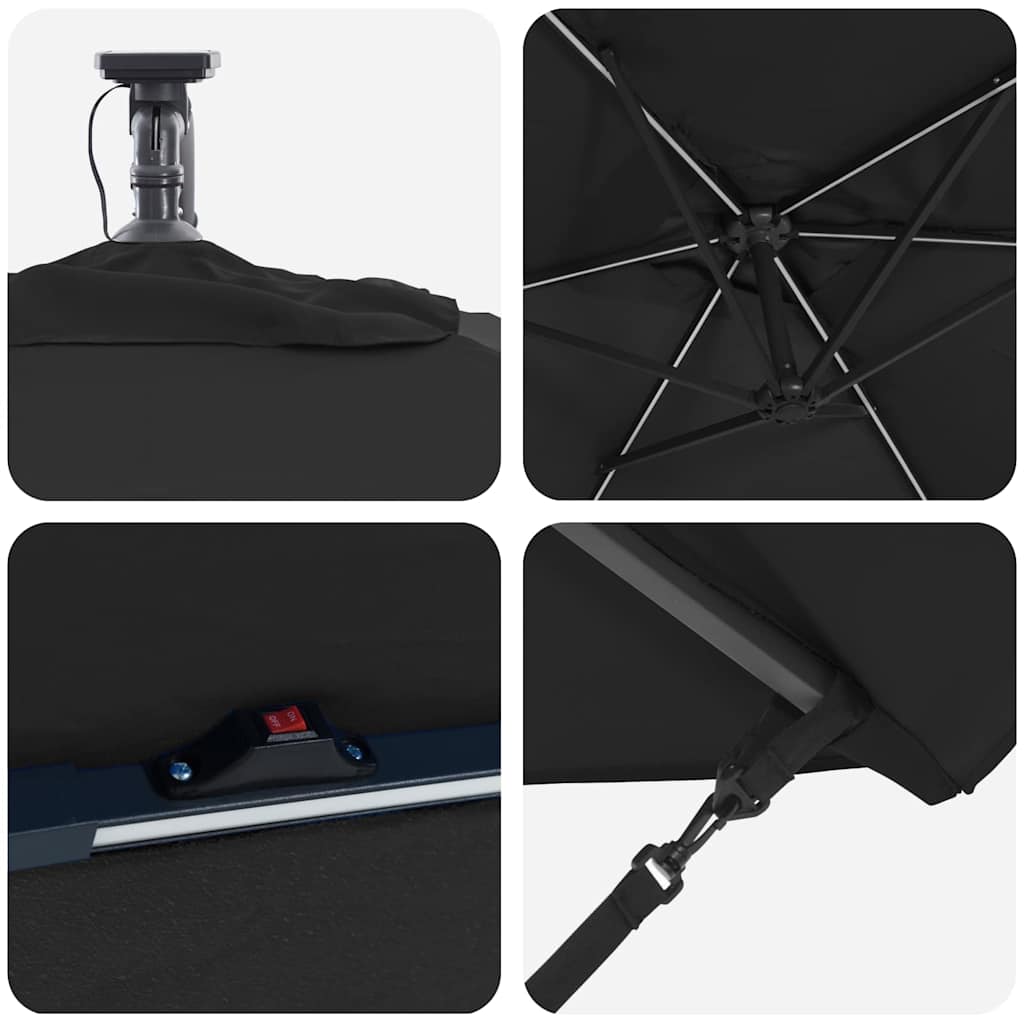 vidaXL Parasol plażowy Czarny 294 x 200 x 270 cm Poliester i aluminium