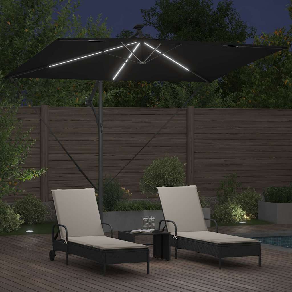 vidaXL Parasol plażowy Czarny 294 x 200 x 270 cm Poliester i aluminium