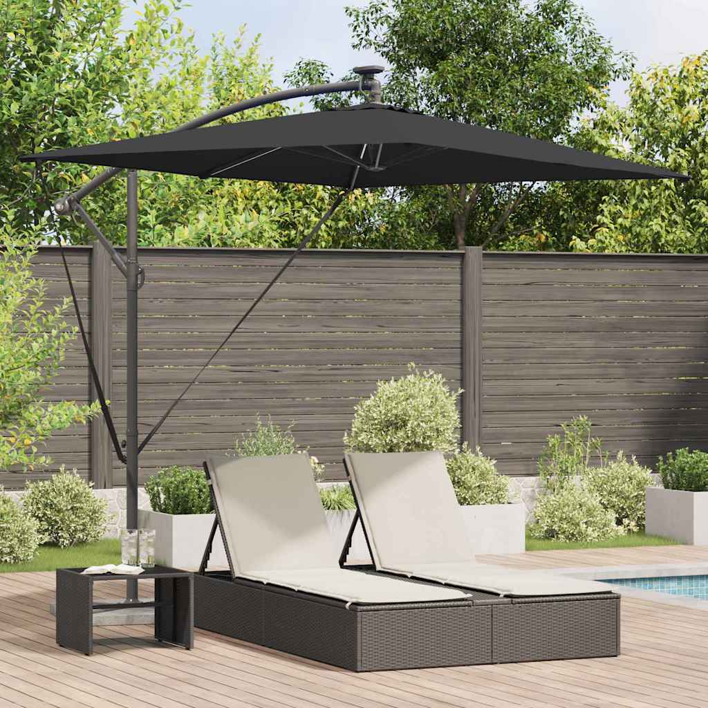 vidaXL Parasol plażowy Czarny 294 x 200 x 270 cm Poliester i aluminium