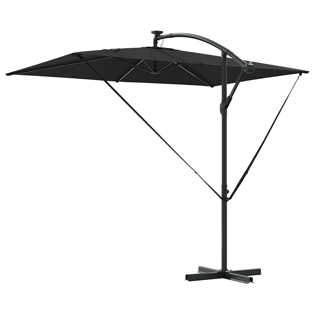 vidaXL Parasol plażowy Czarny 294 x 200 x 270 cm Poliester i aluminium