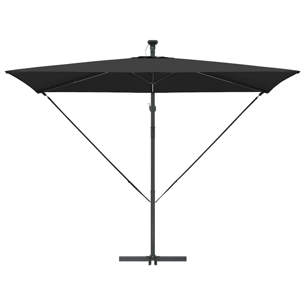 vidaXL Parasol plażowy Czarny 294 x 200 x 270 cm Poliester i aluminium