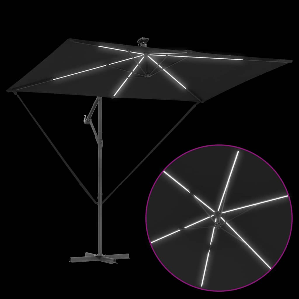 vidaXL Parasol plażowy Czarny 294 x 200 x 270 cm Poliester i aluminium