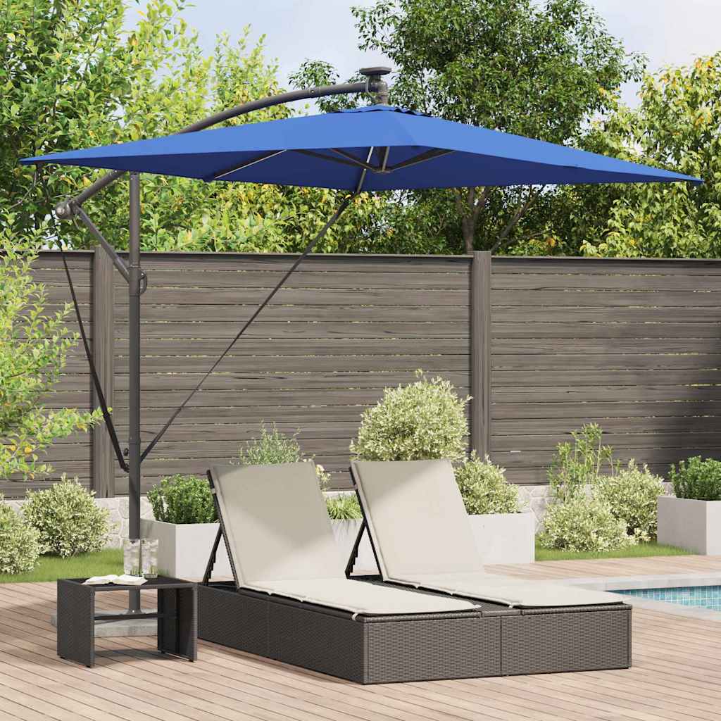 vidaXL Parasol plażowy Ze LED Lights Niebieski azur 294 x 200 x 270 cm
