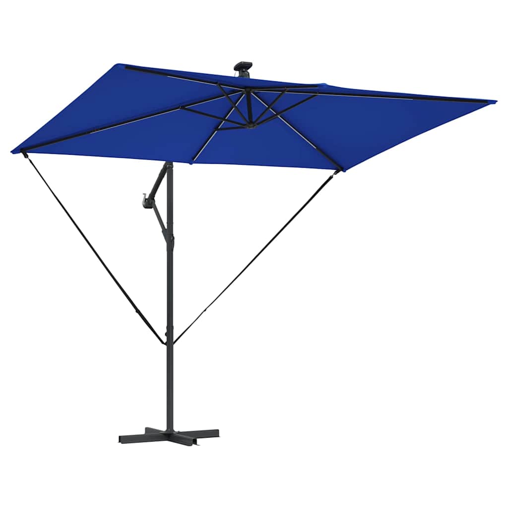 vidaXL Parasol plażowy Ze LED Lights Niebieski azur 294 x 200 x 270 cm