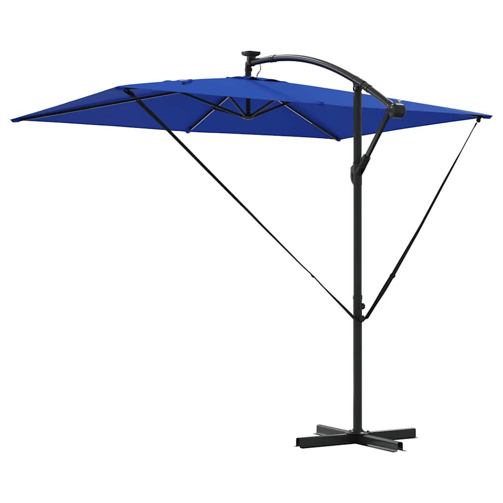 vidaXL Parasol plażowy Ze LED Lights Niebieski azur 294 x 200 x 270 cm