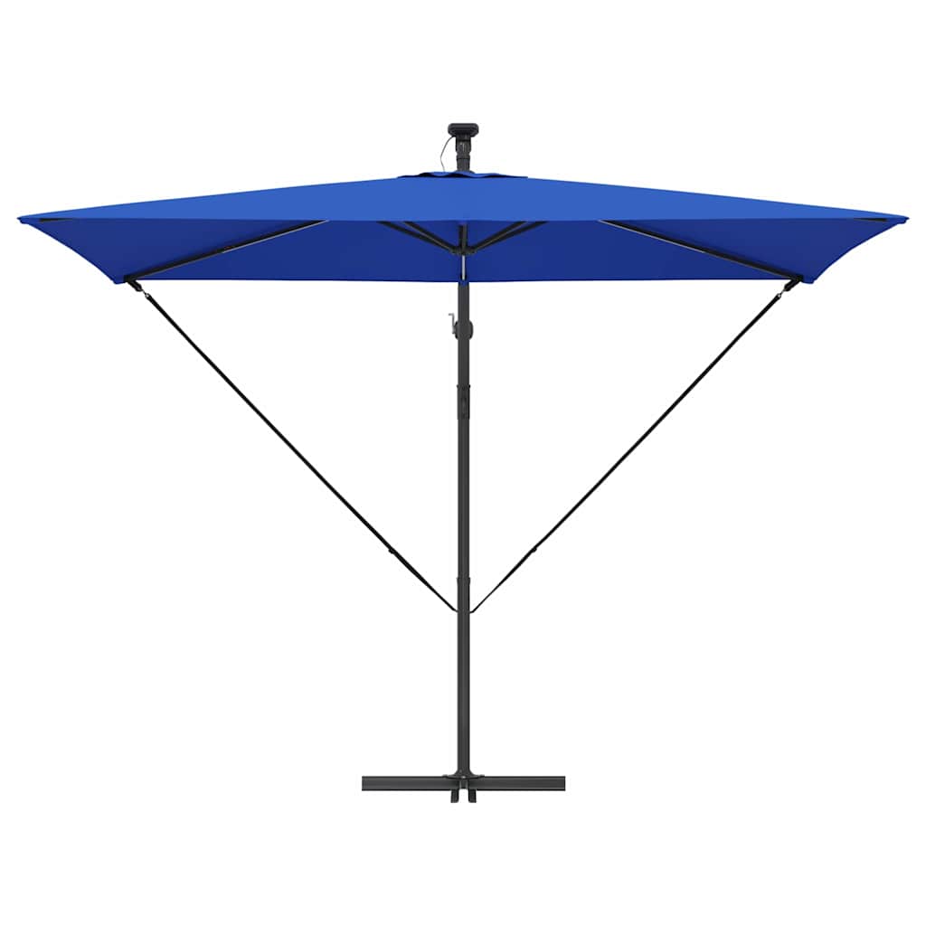 vidaXL Parasol plażowy Ze LED Lights Niebieski azur 294 x 200 x 270 cm