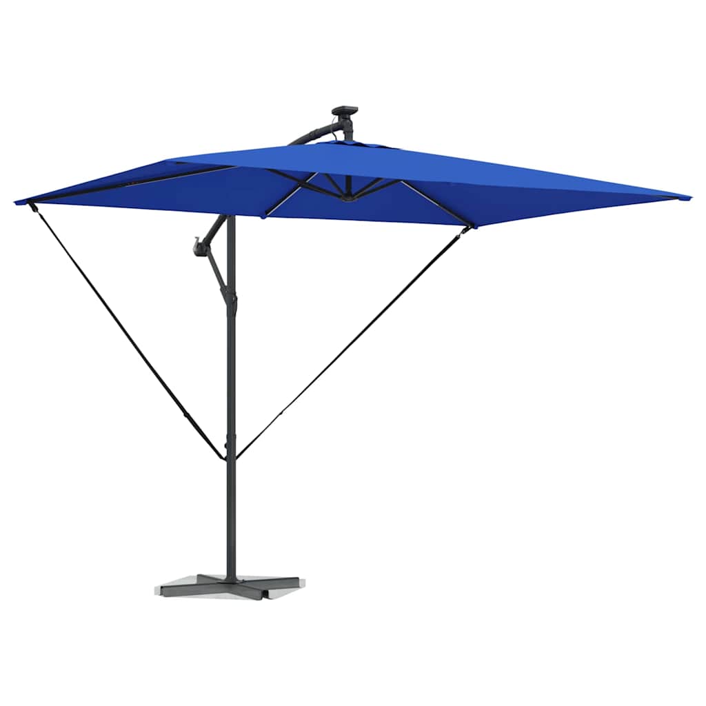 vidaXL Parasol plażowy Ze LED Lights Niebieski azur 294 x 200 x 270 cm