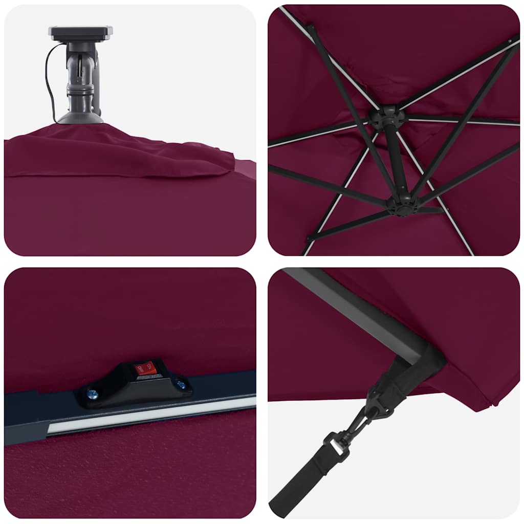 vidaXL Parasol plażowy Bordeaux Czerwony 294 x 200 x 270 cm