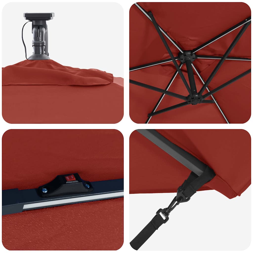 vidaXL Parasol plażowy Ze LED Lights terakota 294 x 200 x 270 cm