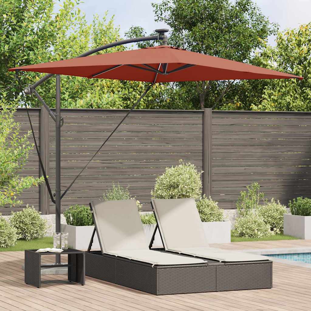 vidaXL Parasol plażowy Ze LED Lights terakota 294 x 200 x 270 cm