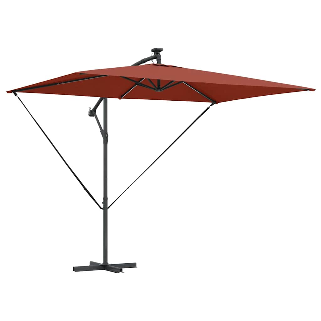 vidaXL Parasol plażowy Ze LED Lights terakota 294 x 200 x 270 cm