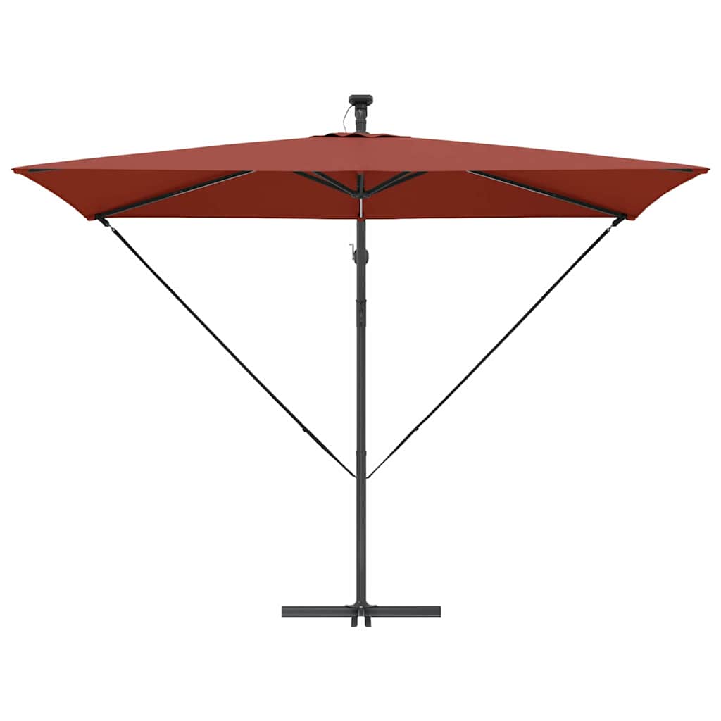 vidaXL Parasol plażowy Ze LED Lights terakota 294 x 200 x 270 cm