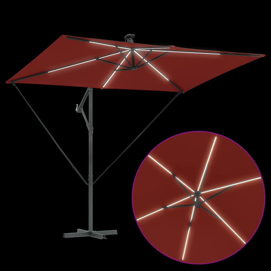 vidaXL Parasol plażowy Ze LED Lights terakota 294 x 200 x 270 cm