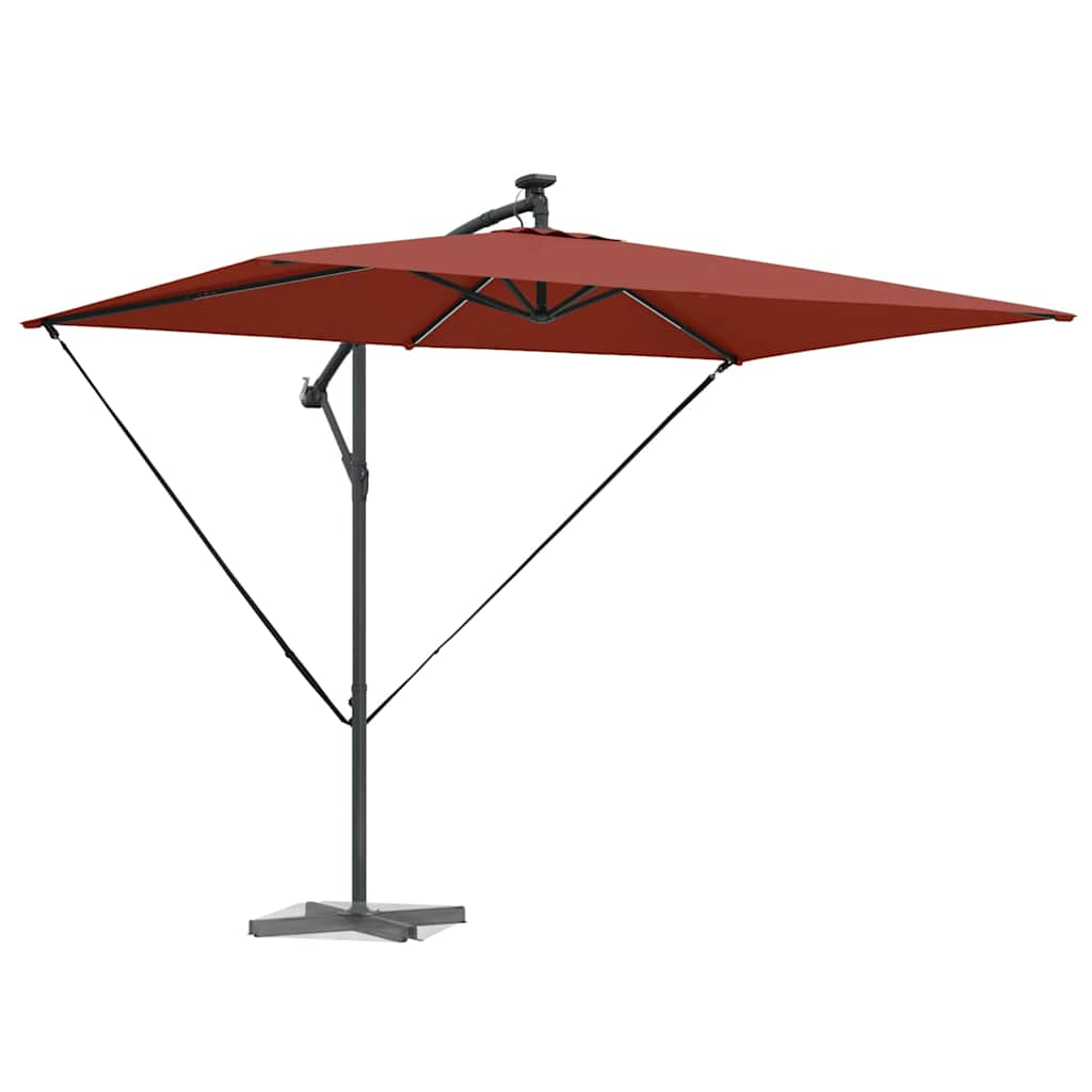 vidaXL Parasol plażowy Ze LED Lights terakota 294 x 200 x 270 cm