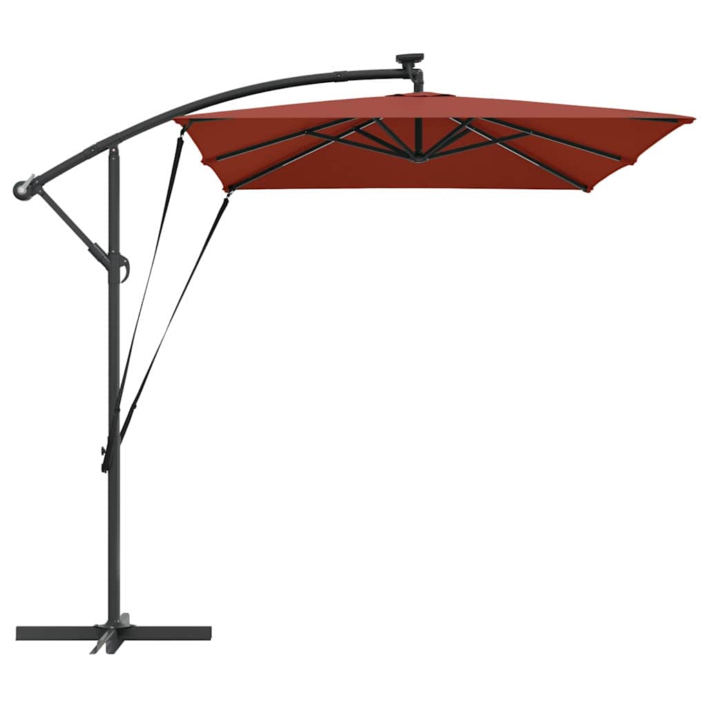 vidaXL Parasol plażowy Ze LED Lights terakota 294 x 200 x 270 cm