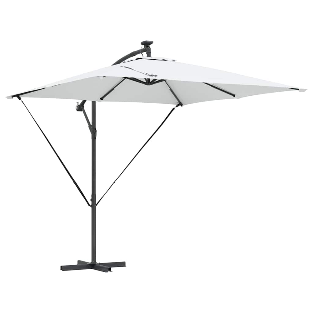 vidaXL Parasol plażowy z paskami LED piaskowy 249 x 249 x 250 cm
