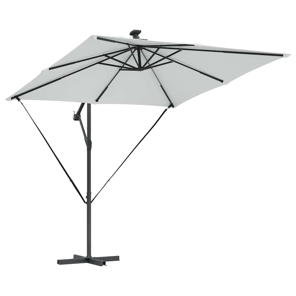 vidaXL Parasol plażowy z paskami LED piaskowy 249 x 249 x 250 cm