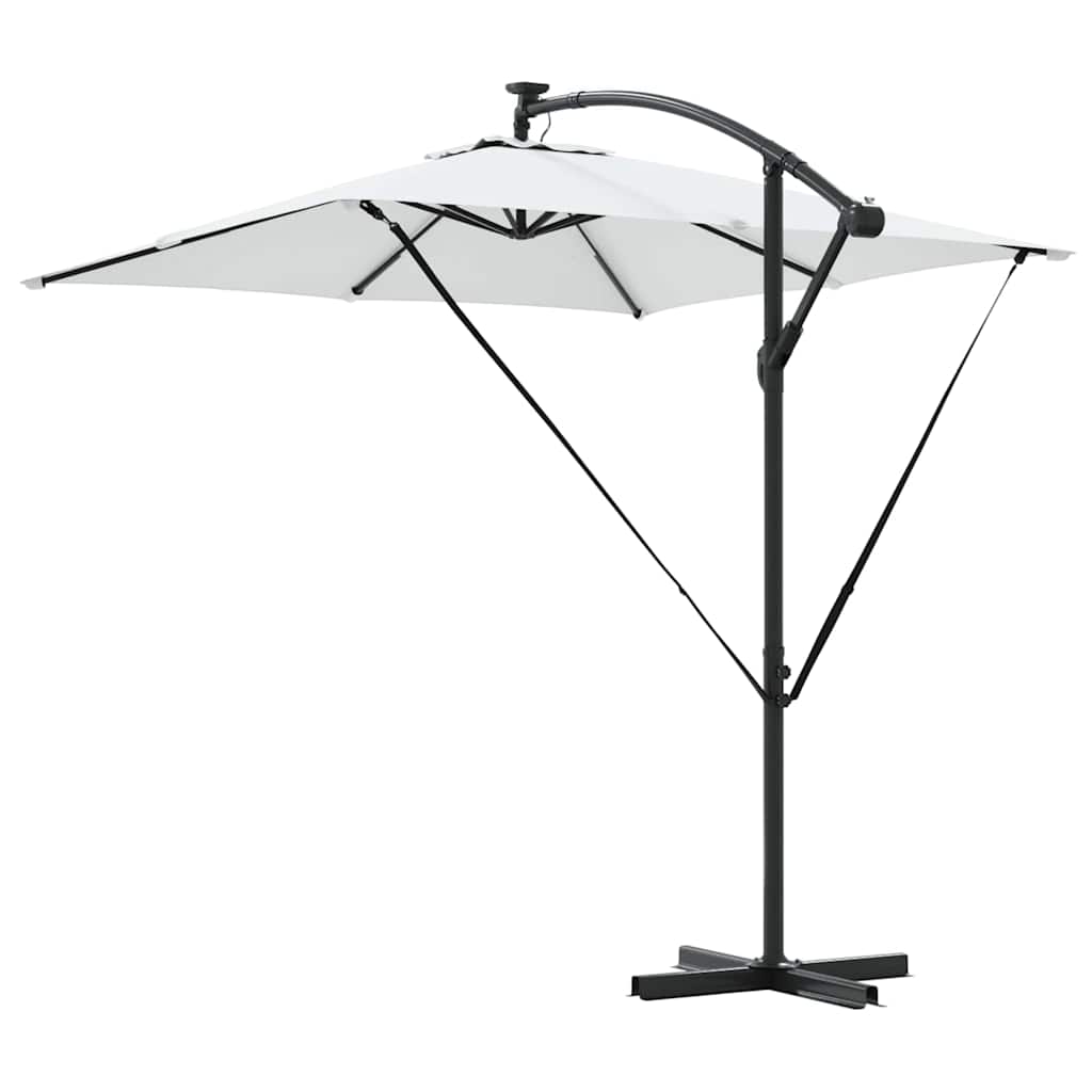 vidaXL Parasol plażowy z paskami LED piaskowy 249 x 249 x 250 cm