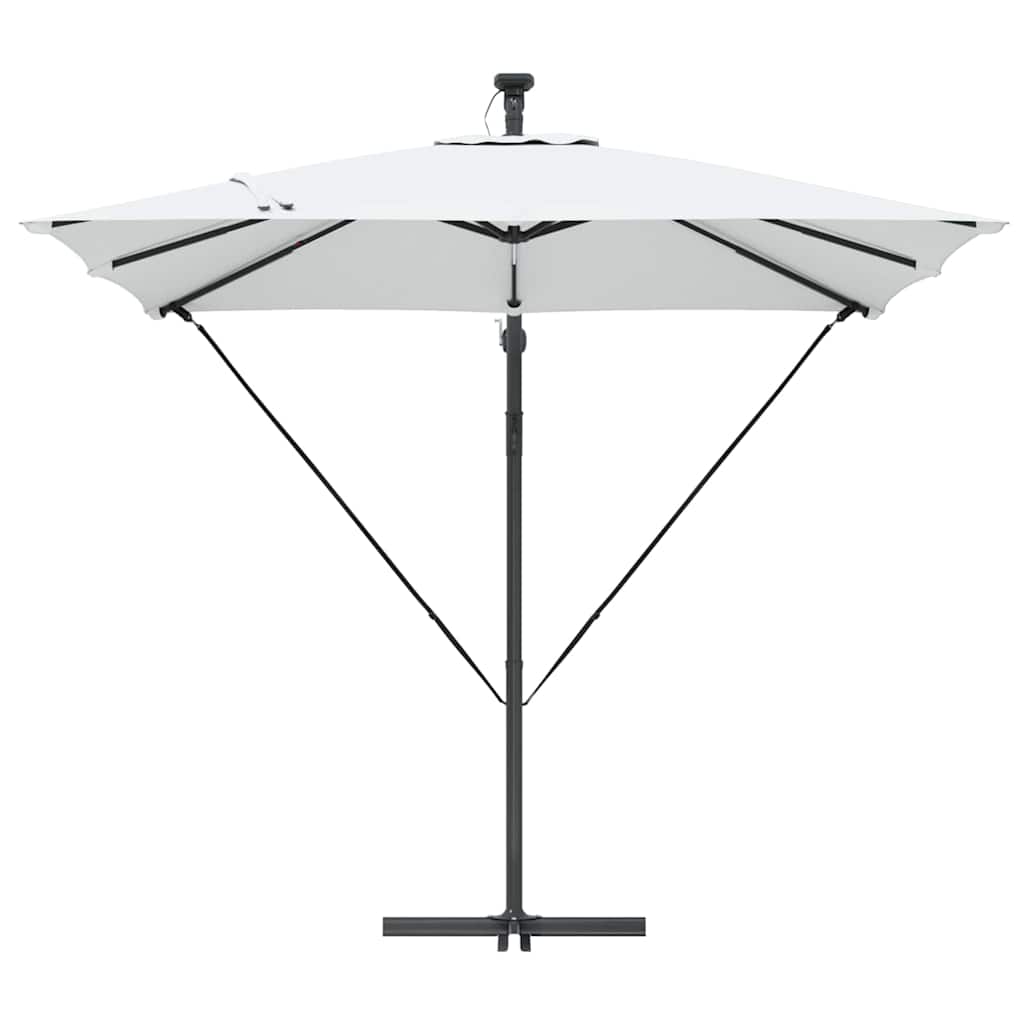 vidaXL Parasol plażowy z paskami LED piaskowy 249 x 249 x 250 cm