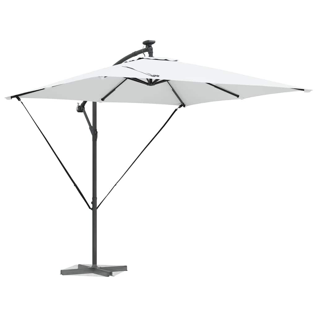 vidaXL Parasol plażowy z paskami LED piaskowy 249 x 249 x 250 cm